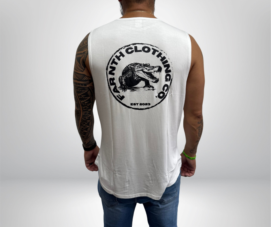 The "CROC STAMP" Muscle tank - Unisex White