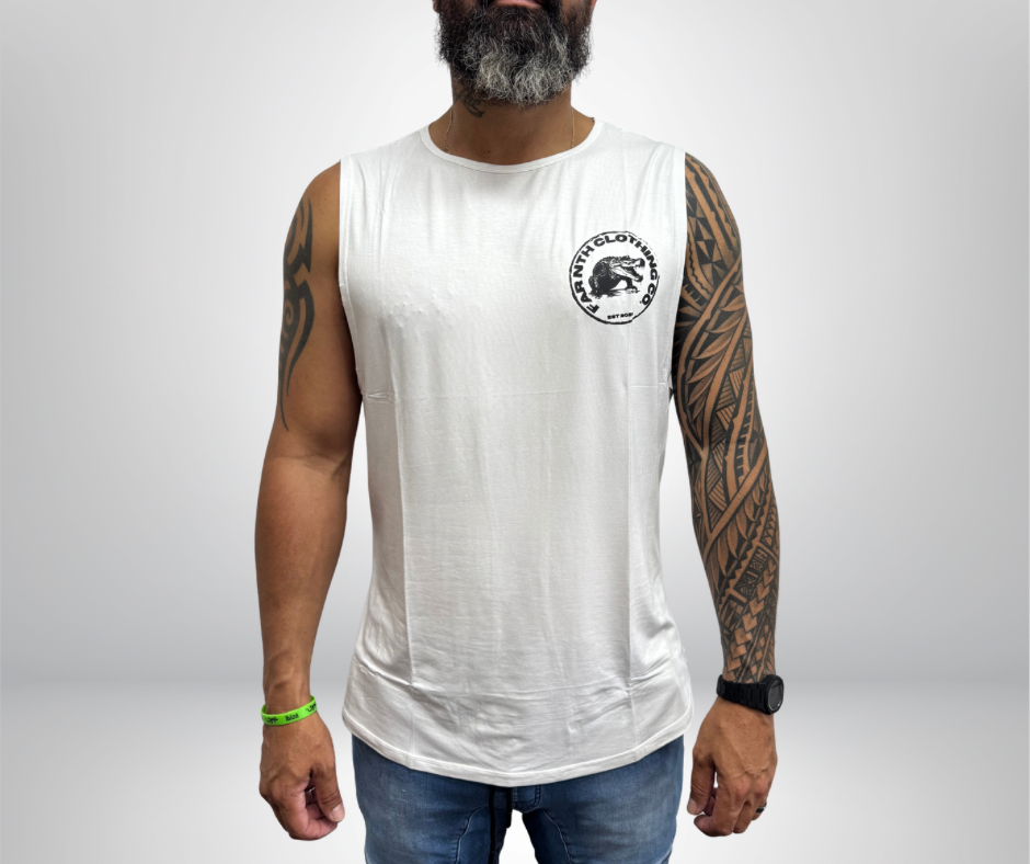 The "CROC STAMP" Muscle tank - Unisex White