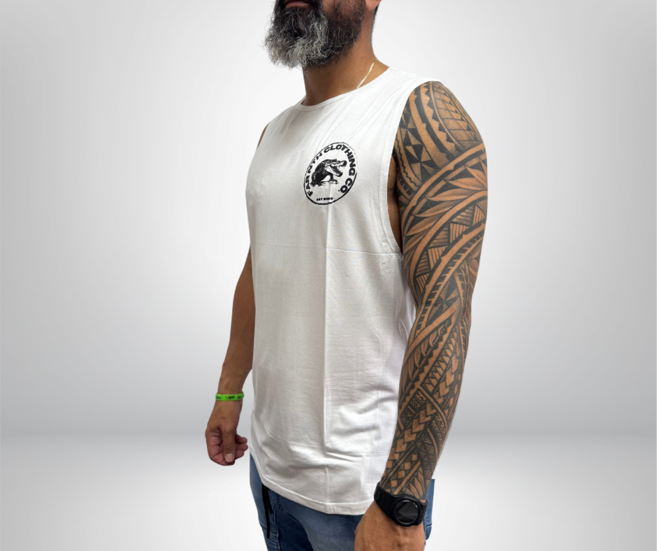 The "CROC STAMP" Muscle tank - Unisex White